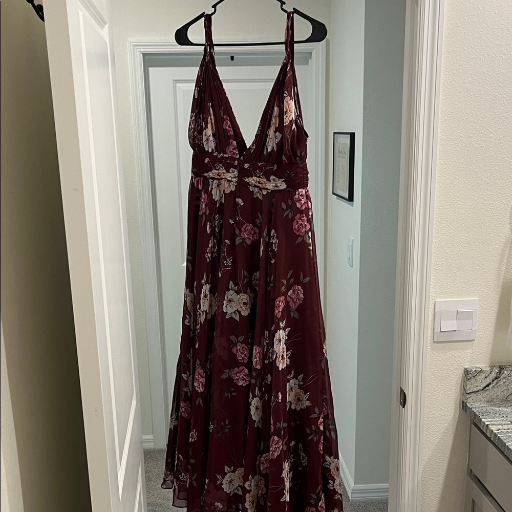 Jill Jill Stuart Zola Print Dress - Burgundy Floral Maxi Dress - Picture 6 of 9